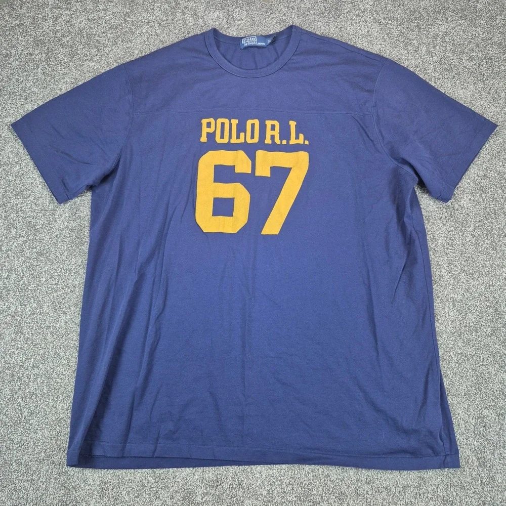 Vintage Polo Ralph Lauren T-Shirt Mens 2XLT Navy Blue Polo 